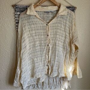 Chicos size 2 Lightweight Cream Button-Front Women’s Top